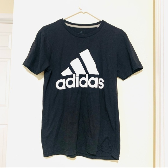 ADIDAS Black T-shirt Basic Tee 3 Stripes Logo S - Picture 3 of 8